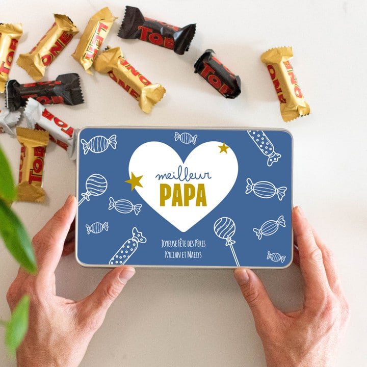 Boîte à gourmandises Meilleur Papa à personnaliser chez CadoMaestro
