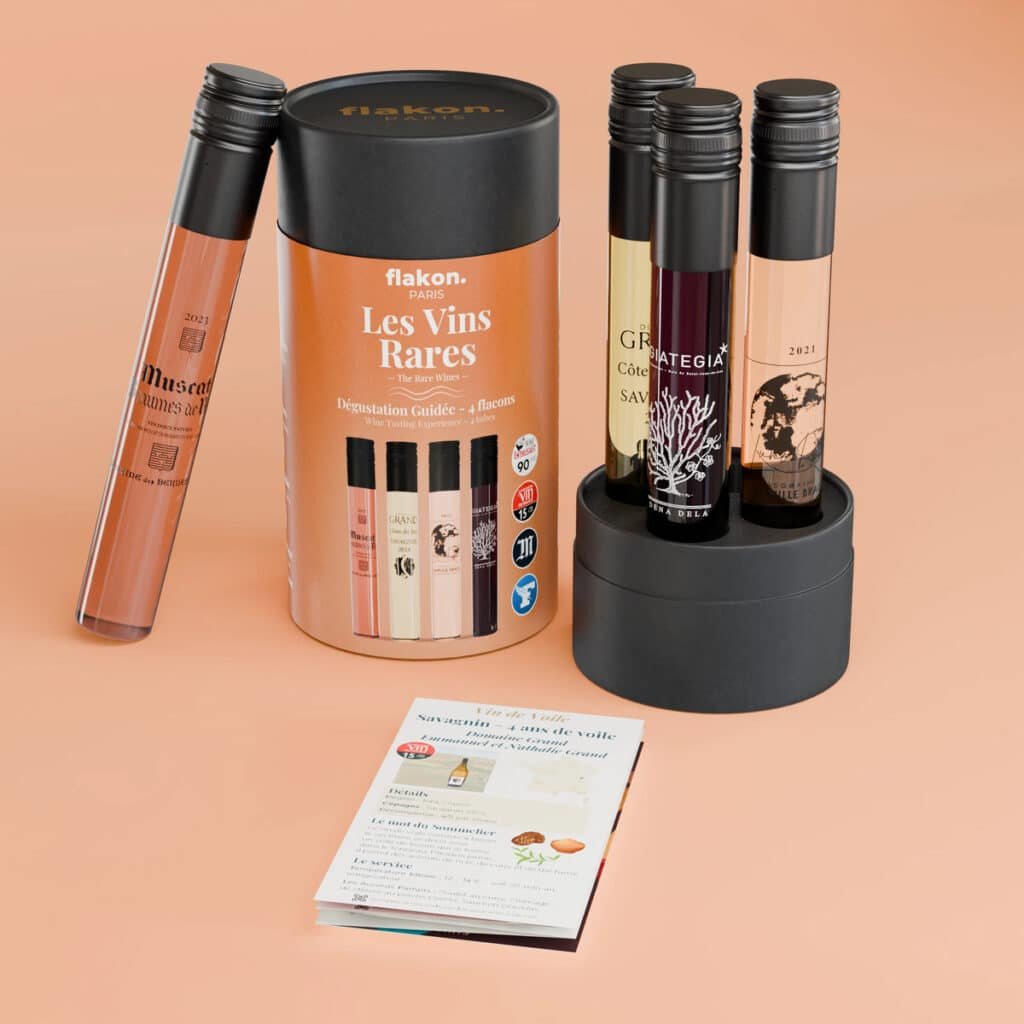 Coffret Flakon Les Vins Rares avec ses quatre flacons de dégustation