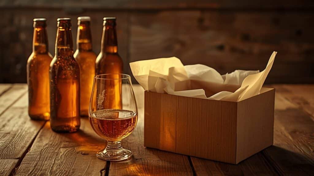 Comparatif des box bière et spiritueux : bières artisanales et verre de whisky