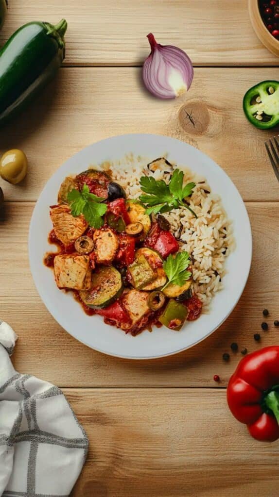 Poulet basquaise et duo de riz Dietbon