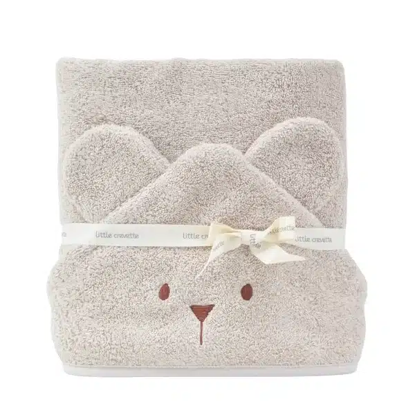 Cape de bain bébé à oreilles Ourson beige