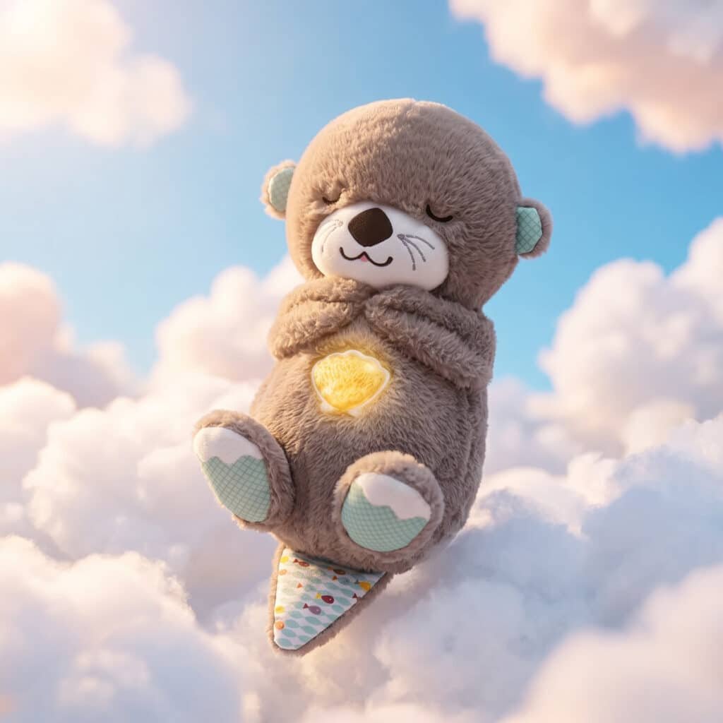 Peluche loutre qui respire, veilleuse et berceuses, Offre une Peluche