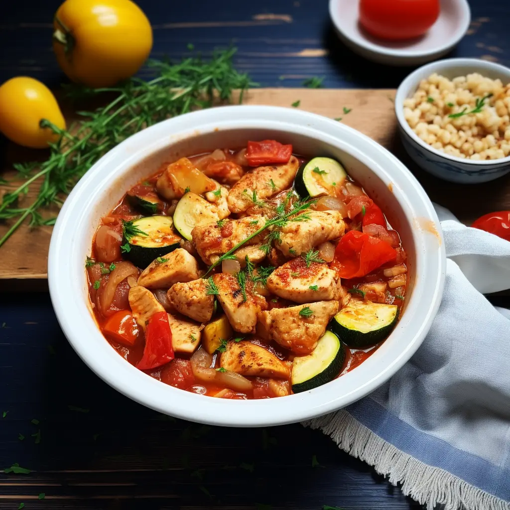 Poulet aux 5 légumes du soleil et son blé, déjeuner Régime Box