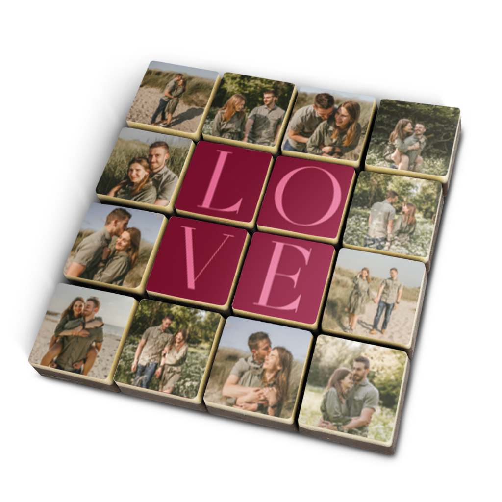 Boîte de 16 chocolats imprimés avec photo