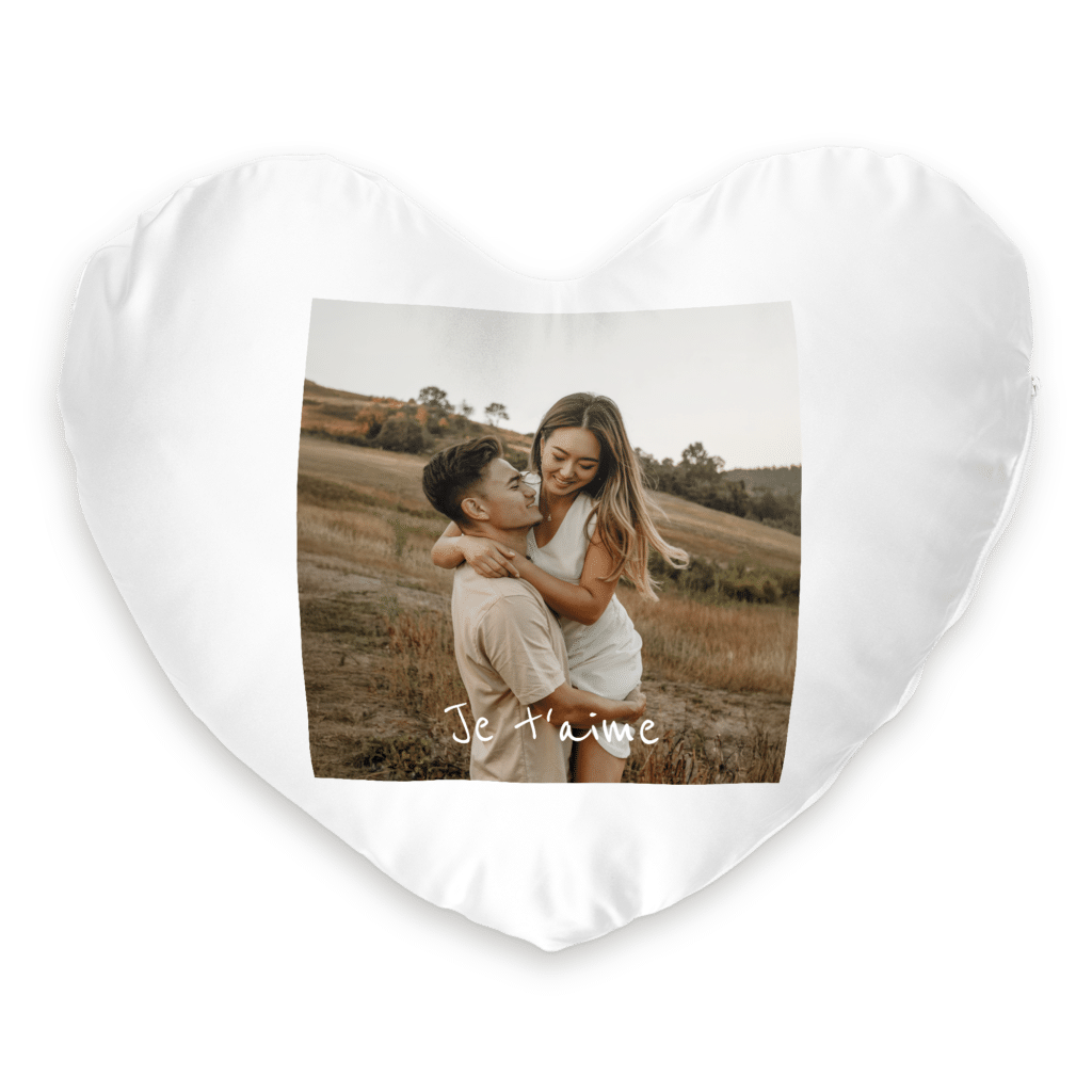 Coussin cœur personnalisé avec photo