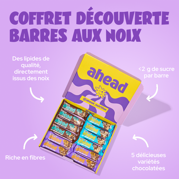 Coffret découverte ahead de barres aux noix ouvert