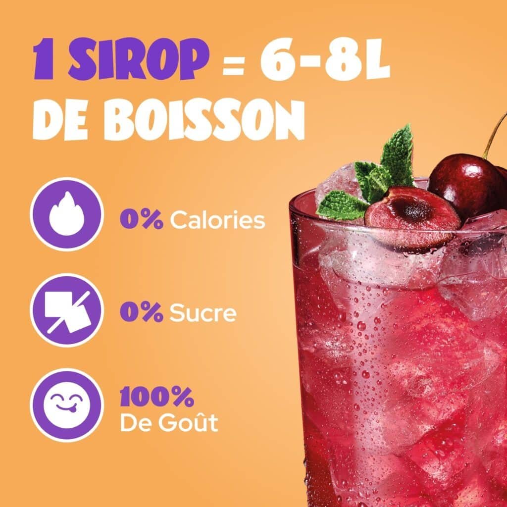 Boisson préparée avec un sirop zéro sucre ahead