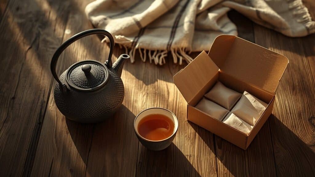 Comparatif des box thé : théière en fonte, tasse de thé et coffret