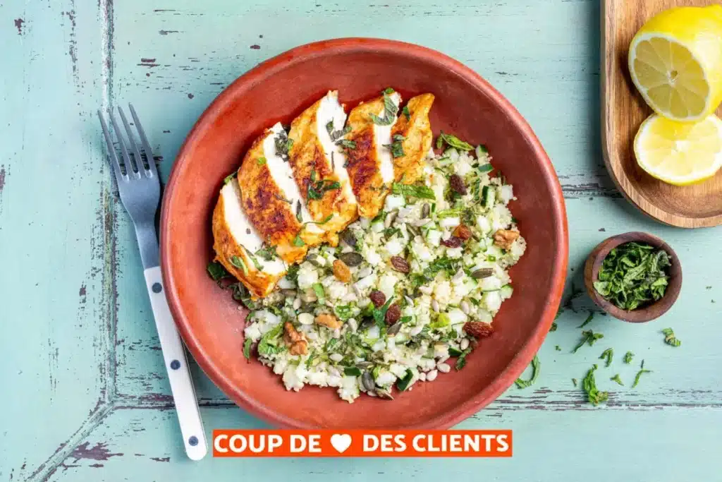 Filet de poulet à la marocaine et semoule, recette Quitoque