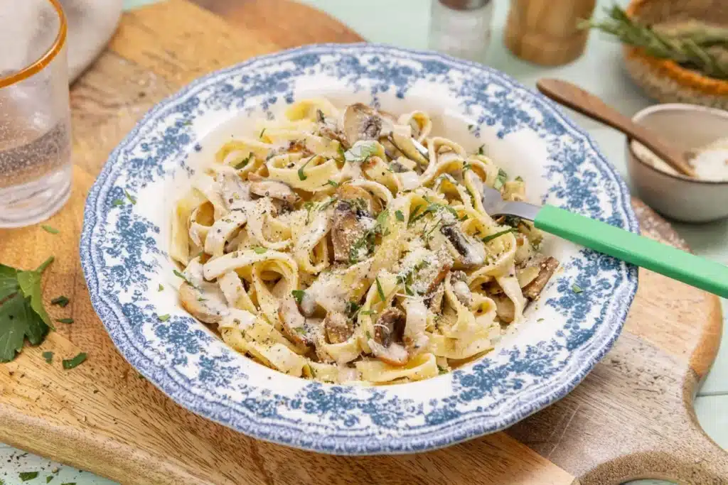 Tagliatelles forestières à la crème de cèpes, recette Quitoque