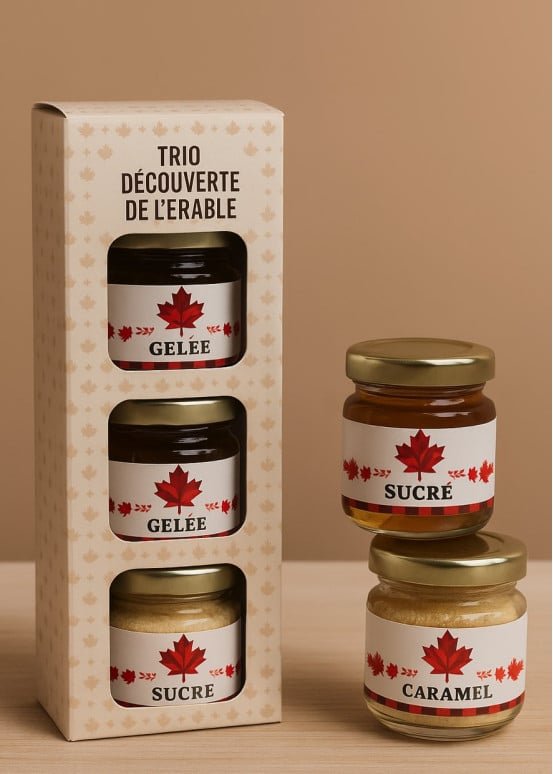 Trio Découverte sirop, beurre et caramel d’érable